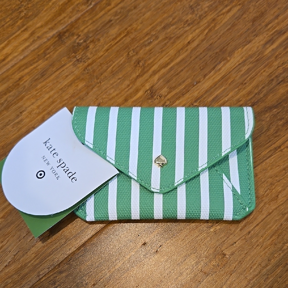 kate spade Green and White Striped Envelope Card Holder